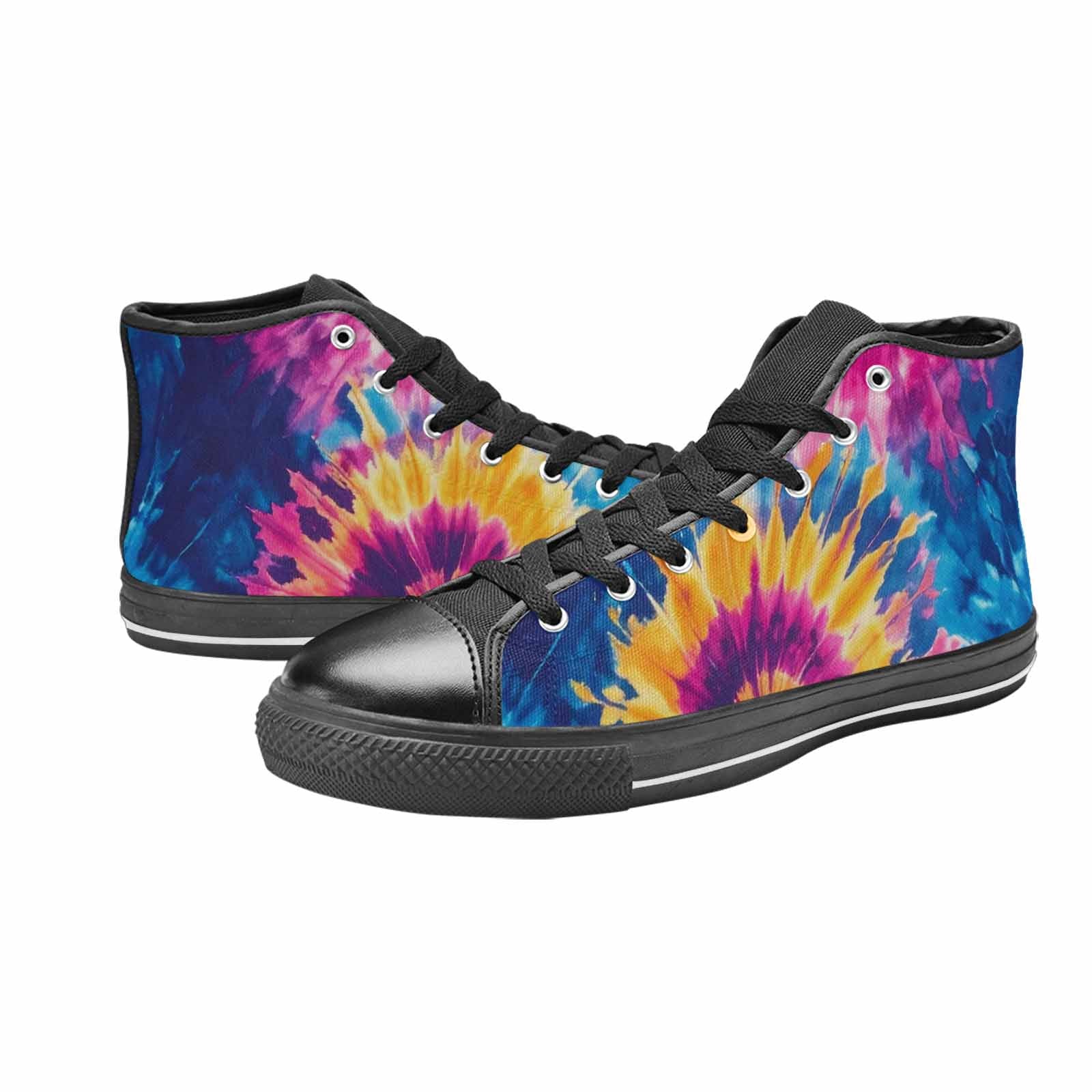 MEN'S Tie Dye Swirl High Top Canvas Cottagecore Custom Sneakers