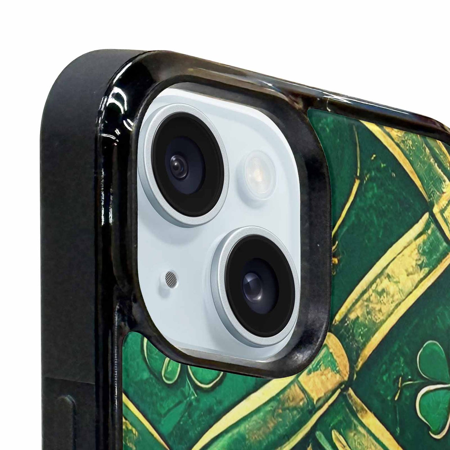 iPhone 15 Plus Case — Irish Celtic Knot Pattern Shamrocks Seamless, Custom Phone Case