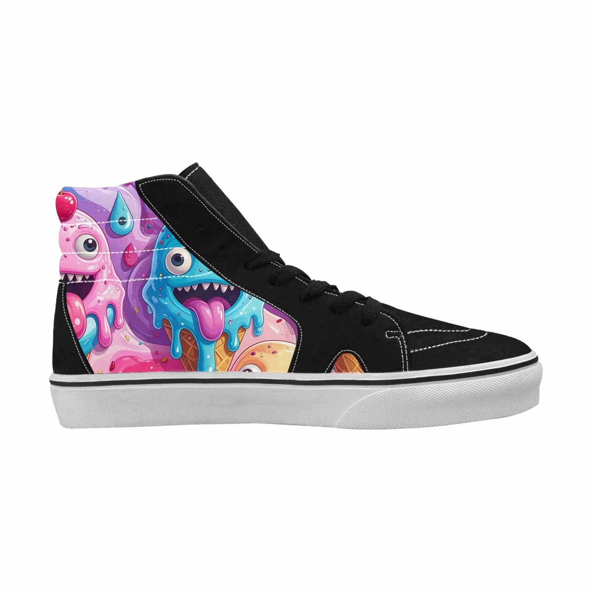 WOMEN'S Melting Icecream Monster Cherry High Top Canvas Wallpaper Art Custom Shoes