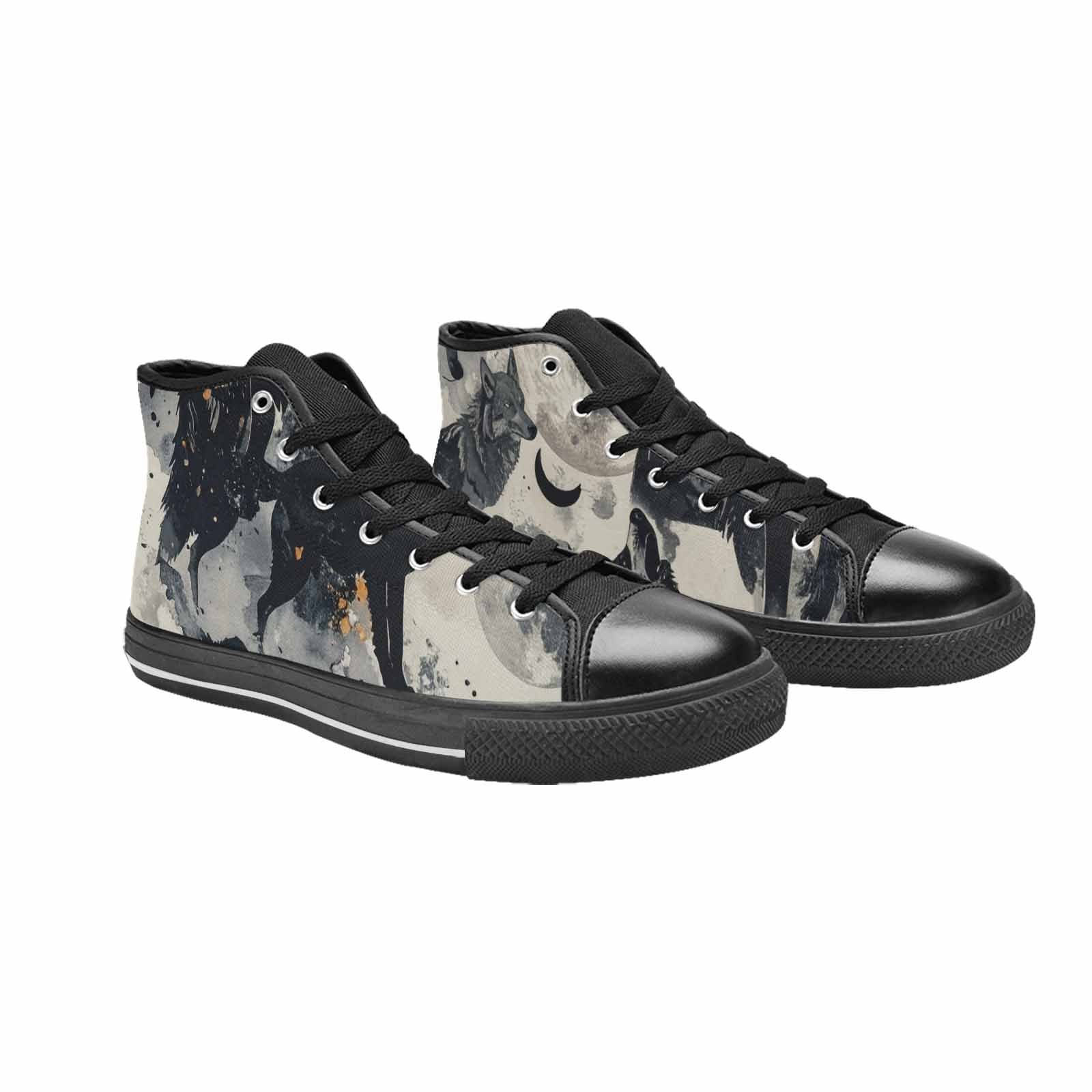 WOMEN'S Wolf Silhouette Moon High Top Canvas Cottagecore Shoes