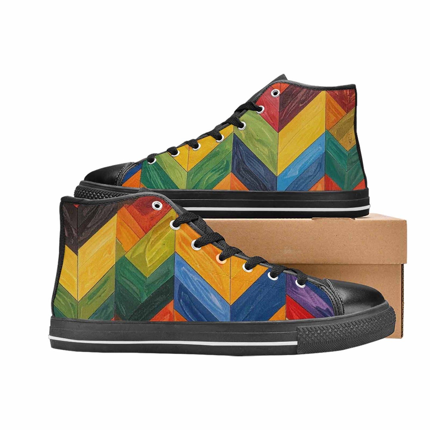 MEN'S Progress Pride Flag High Top Canvas Vivid Custom Sneakers