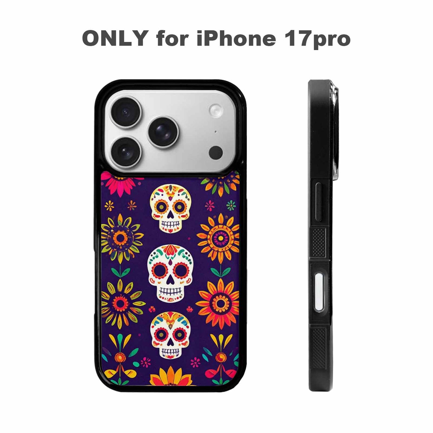 iPhone 17 Pro Case — Sunflowers And Skulls Gothic Skulls, Unique Phone Case Design