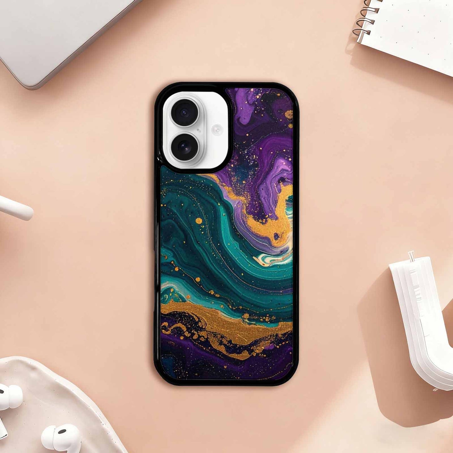 iPhone 17 Case — Marble Galaxy Swirl Galaxy Space, Personalized Phone Case