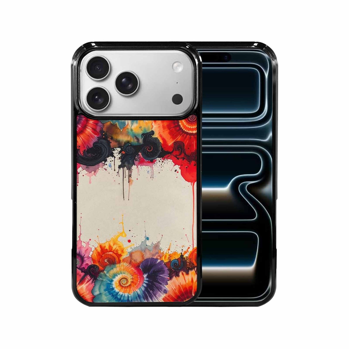 iPhone 17 Pro Max Case — Tie Dye Swirls Black Tie Dye, Custom Print Case Cover