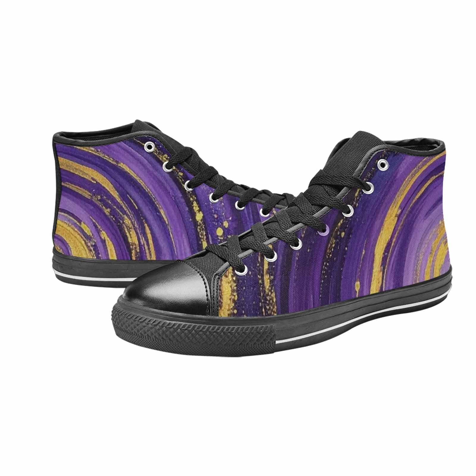 WOMEN'S Starry Night Nebula Brushstroke High Top Canvas Surreal Sneakers