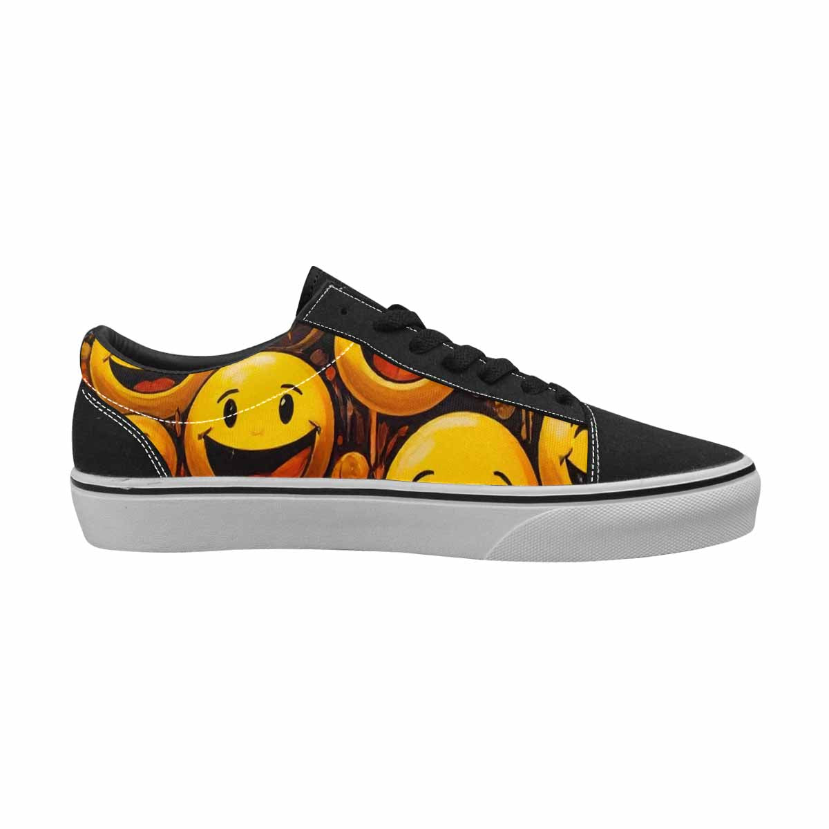 WOMEN'S Melting Moon Smiley — Lace-Up Canvas Vibrant Chaos Sneakers