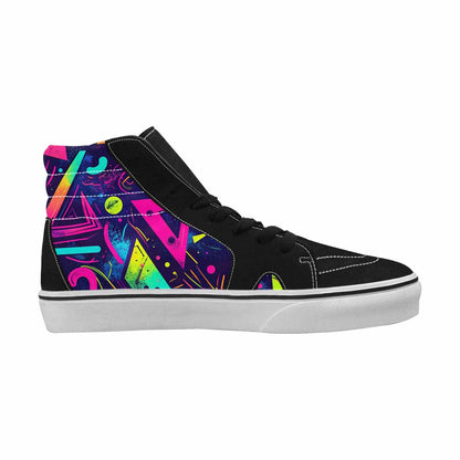 WOMEN'S Memphis Squiggles Triangles Dots High Top Canvas Dark Academia Custom Shoes