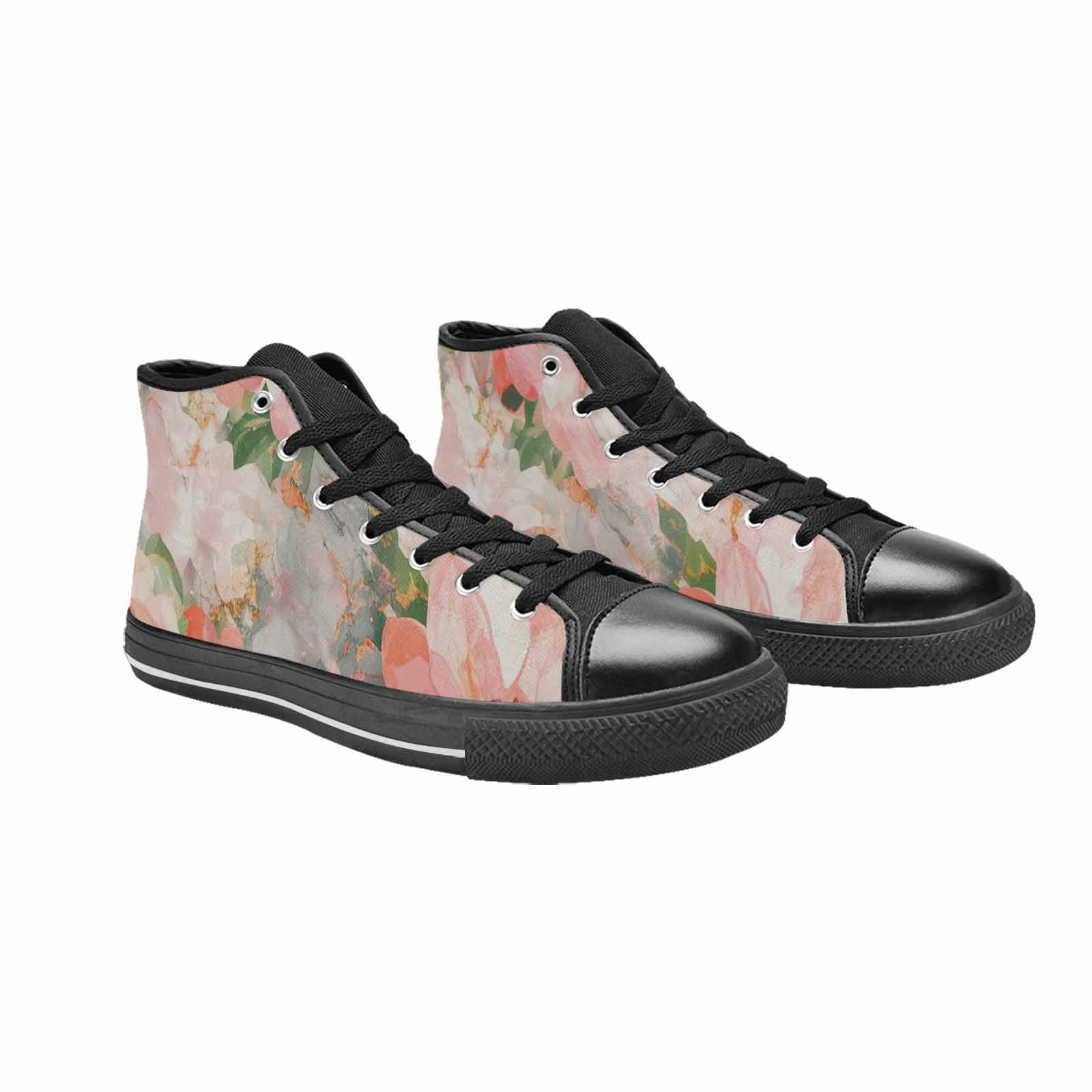 WOMEN'S Marble Floral High Top Canvas Neon Fantasy Custom Shoes