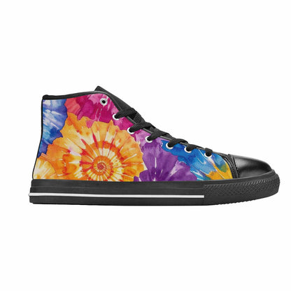 MEN'S Tie Dye Swirl High Top Canvas Vibrant Chaos Custom Shoes