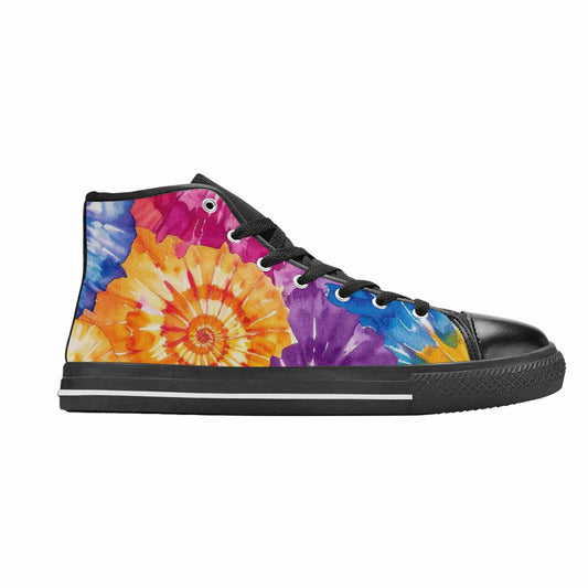 MEN'S Tie Dye Swirl High Top Canvas Vibrant Chaos Custom Shoes