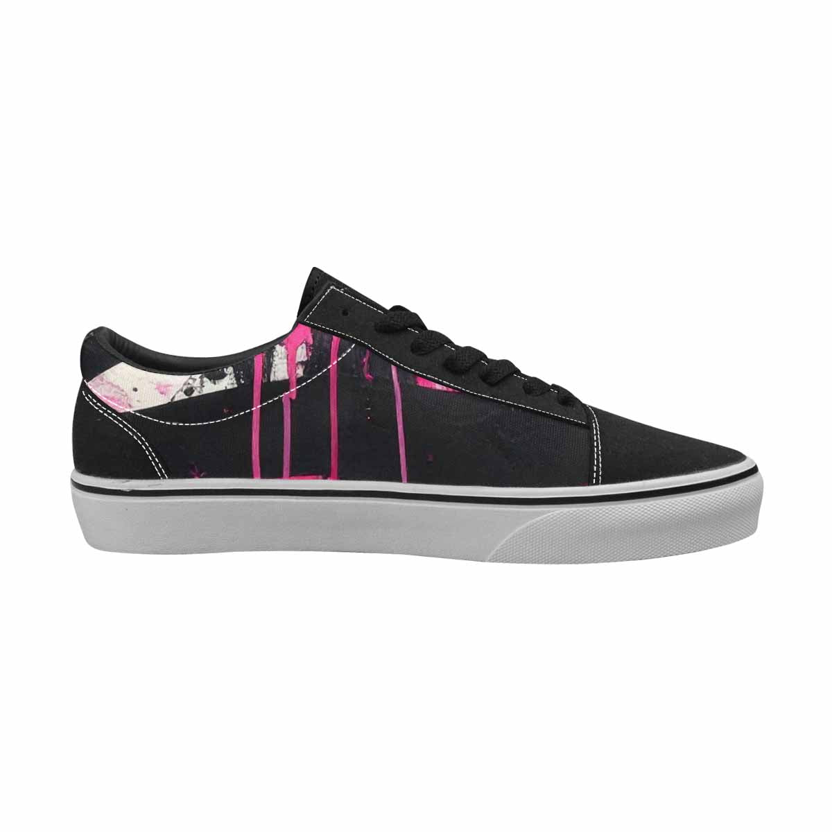 WOMEN'S Zebra Black & Pink Ink Canvas Original Design Neon Fantasy Custom Printed Shoes