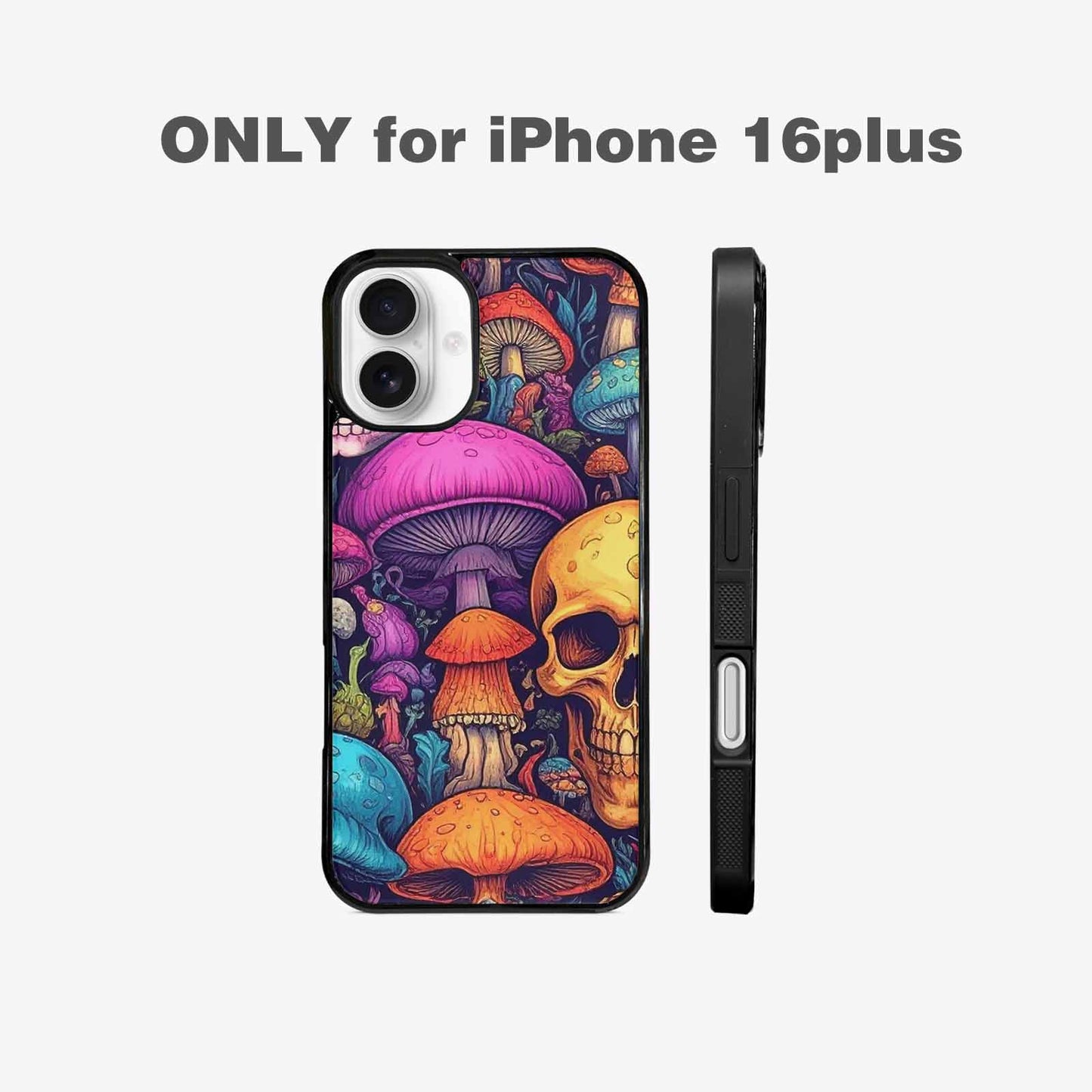 iPhone 16 Plus Case — Mushroom Skull, Custom Phone Case