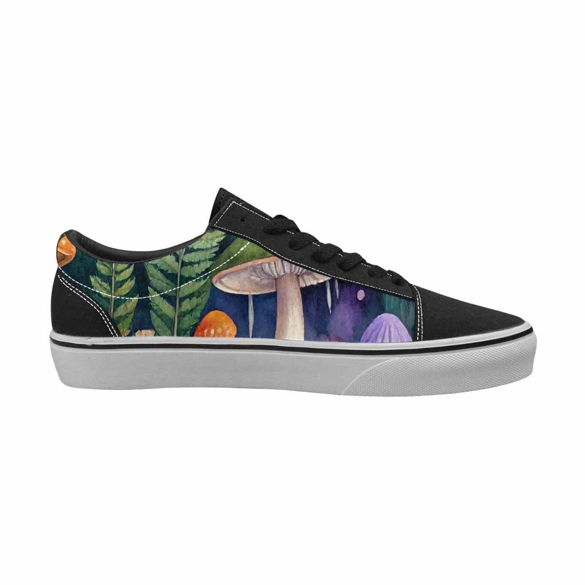 WOMEN'S Mushrooms  Botanical Mushrooms Lace-Up Canvas Kaleidoscope Sneakers