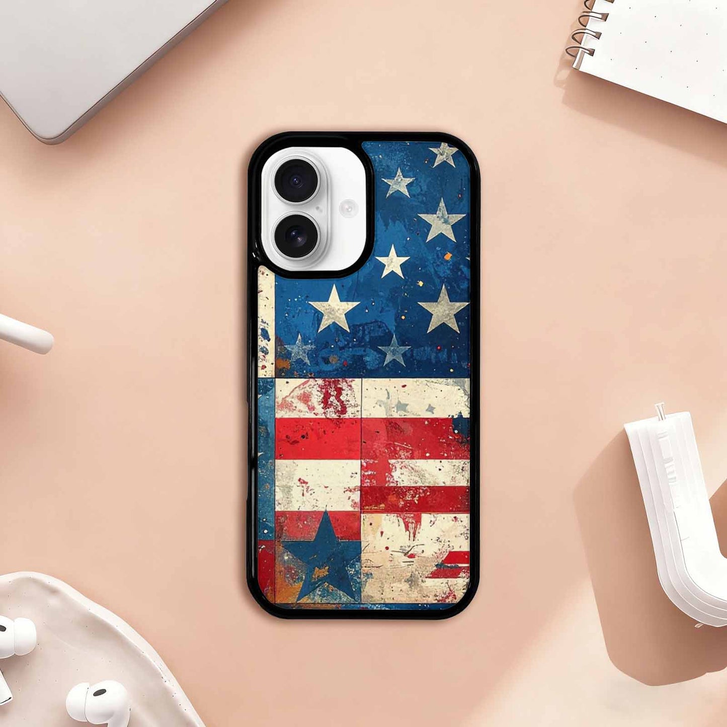 iPhone 17 Case — Small American Flag Stars Galaxy Space, Custom Designed Case Cover