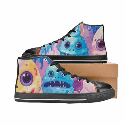 WOMEN'S Melting Icecream Cone Monster High Top Canvas Vibrant Chaos Shoes