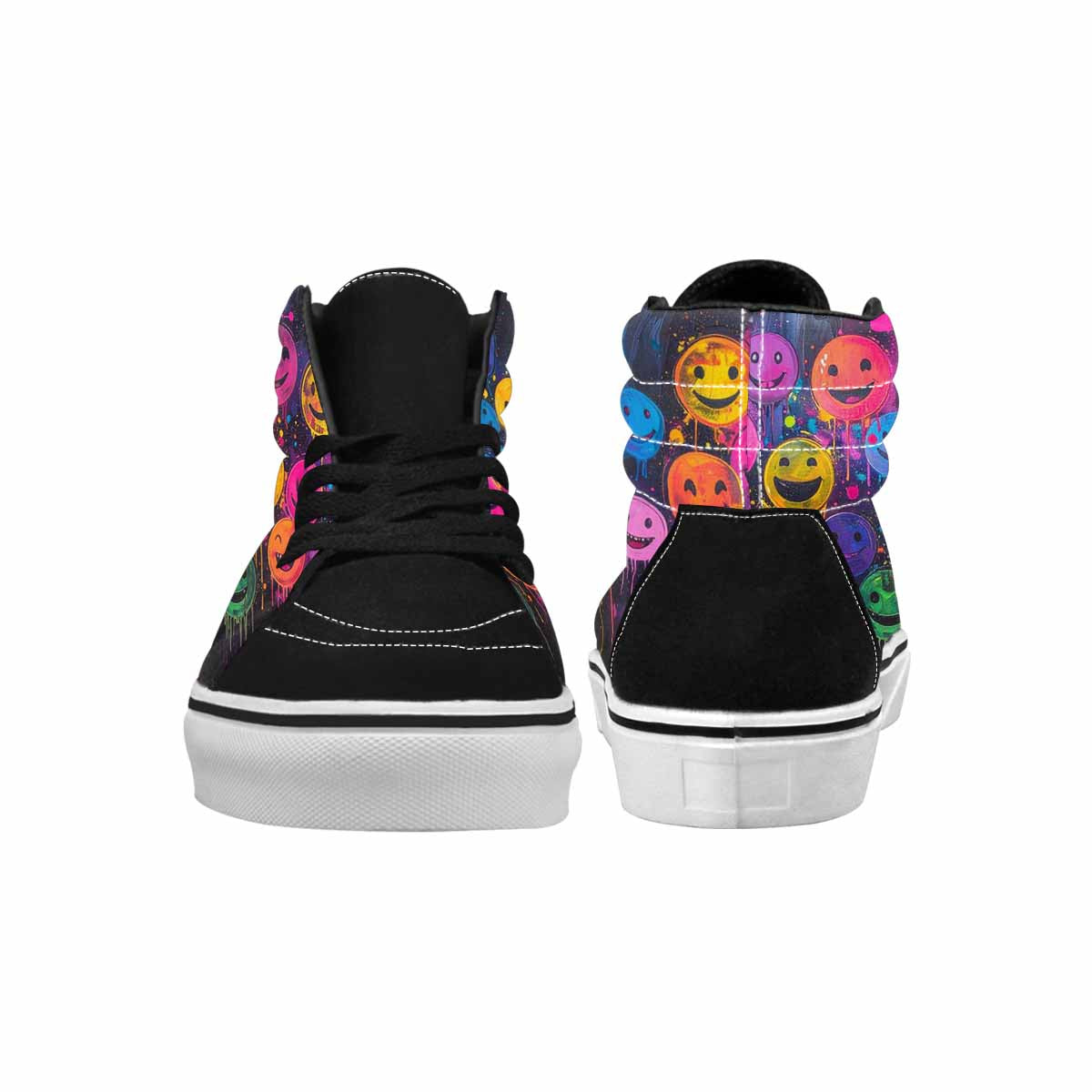 MEN'S Smiley Faces  Glow High Top Canvas Cottagecore Sneakers