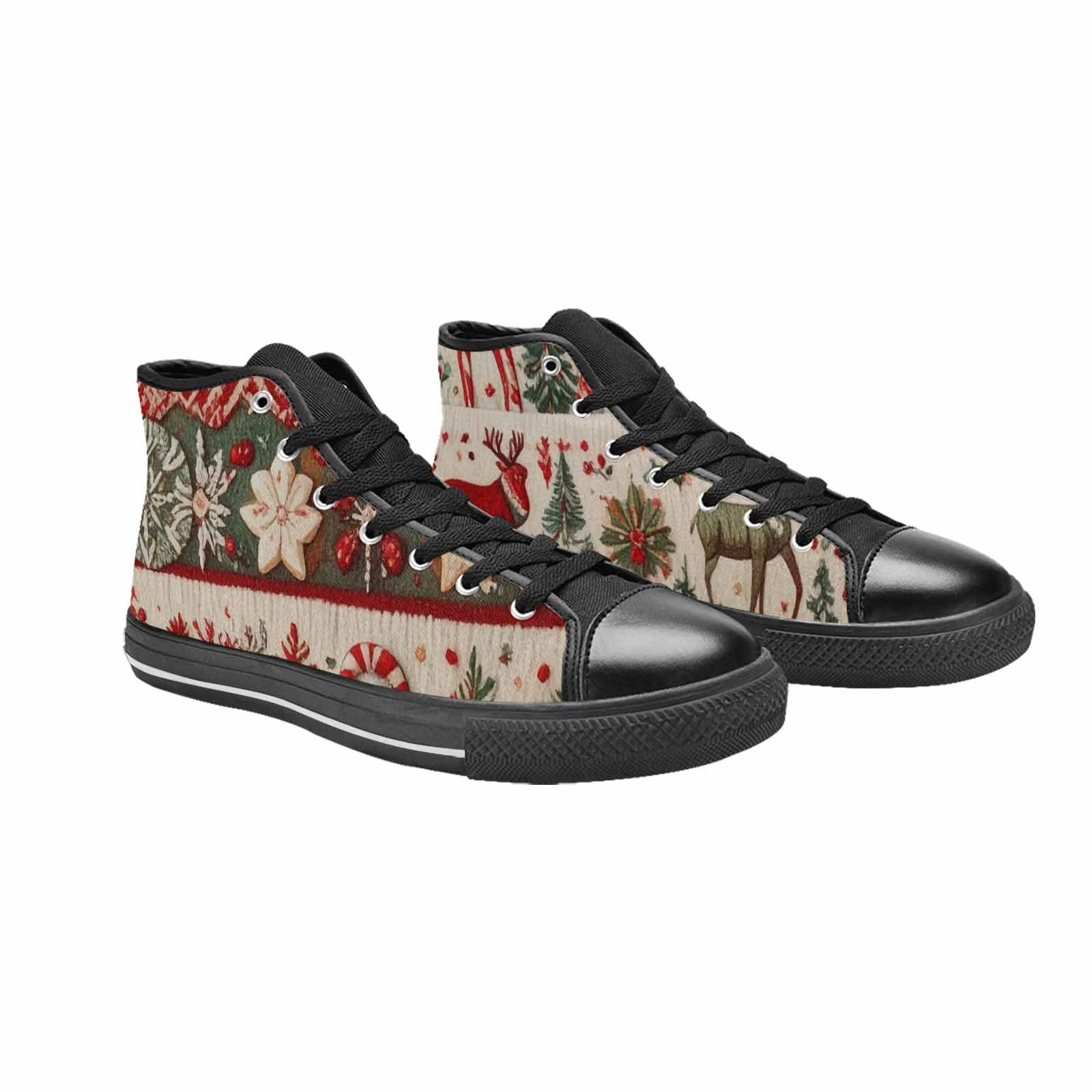 MEN'S Christmas Holly Snowflake High Top Canvas Vivid Custom Shoes