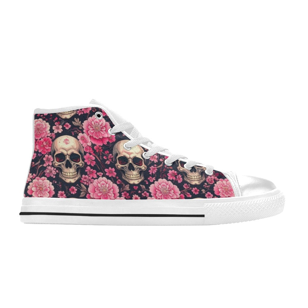 MEN'S Skull Cherry Blossom High Top Canvas Aesthetic Sneakers