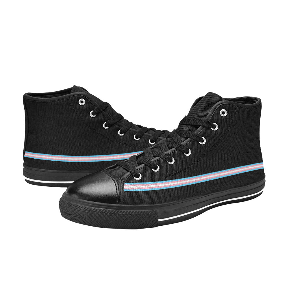 WOMEN'S Transgender Flag 3 Pride LGBT High Top Canvas Custom Shoes