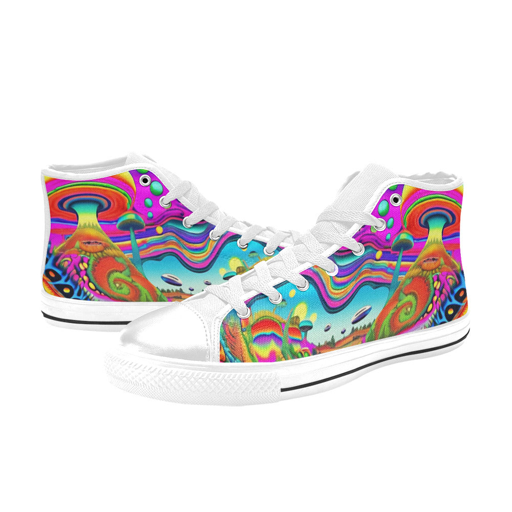 WOMEN'S Trippy World Art 36 High Top Canvas Y2K Custom Shoes