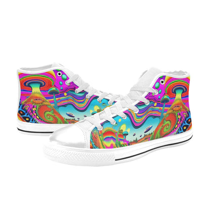 WOMEN'S Trippy World Art 36 High Top Canvas Y2K Custom Shoes
