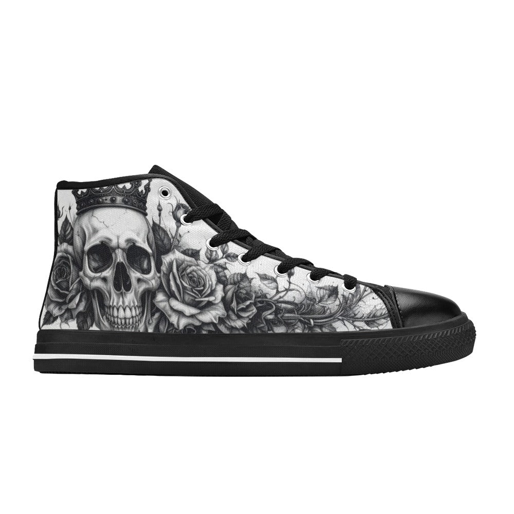Horror Skull Dark Art Women's Gothic High Top Canvas Shoes | Freaky Shoes®