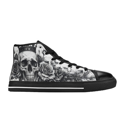 Horror Skull Dark Art Women's Gothic High Top Canvas Shoes | Freaky Shoes®