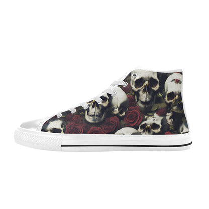 WOMEN'S Rose Skulls Dark High Top Canvas Vibrant Chaos Shoes