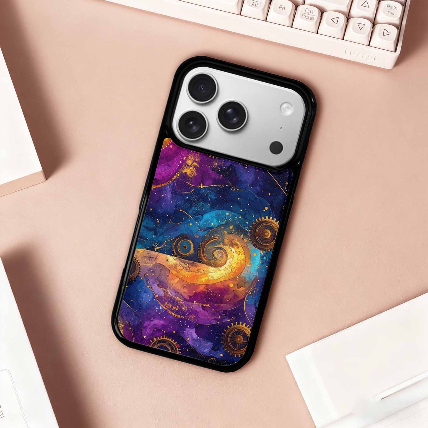 iPhone 17 Pro Case — Steampunk Galaxy Art Seamless Pattern Galaxy, Unique Phone Case Design