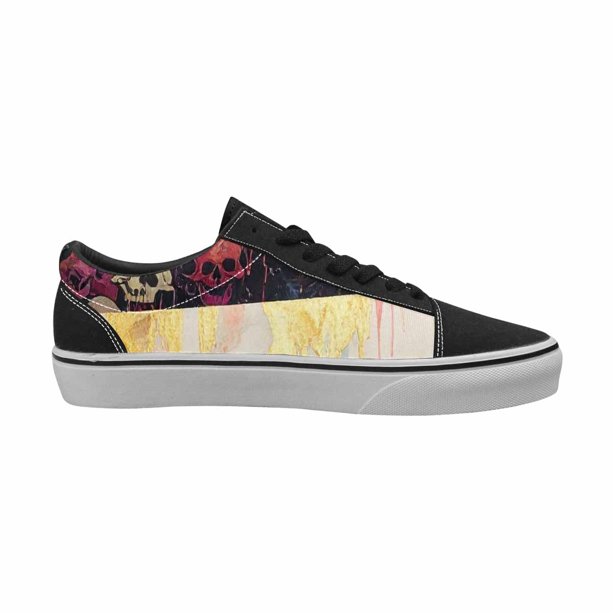 WOMEN'S Skulls  Marble Skulls Lace-Up Canvas Wallpaper Art Custom Sneakers