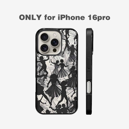 iPhone 16 Pro Case — Bold Dancing Figure Line Art Pattern, Custom Made Phone Cover