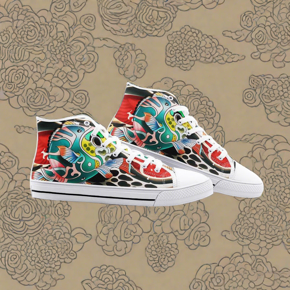 Chinese Dragon Purple Teal Wearable Bold Art - Freaky Shoes | Custom Art Sneakers