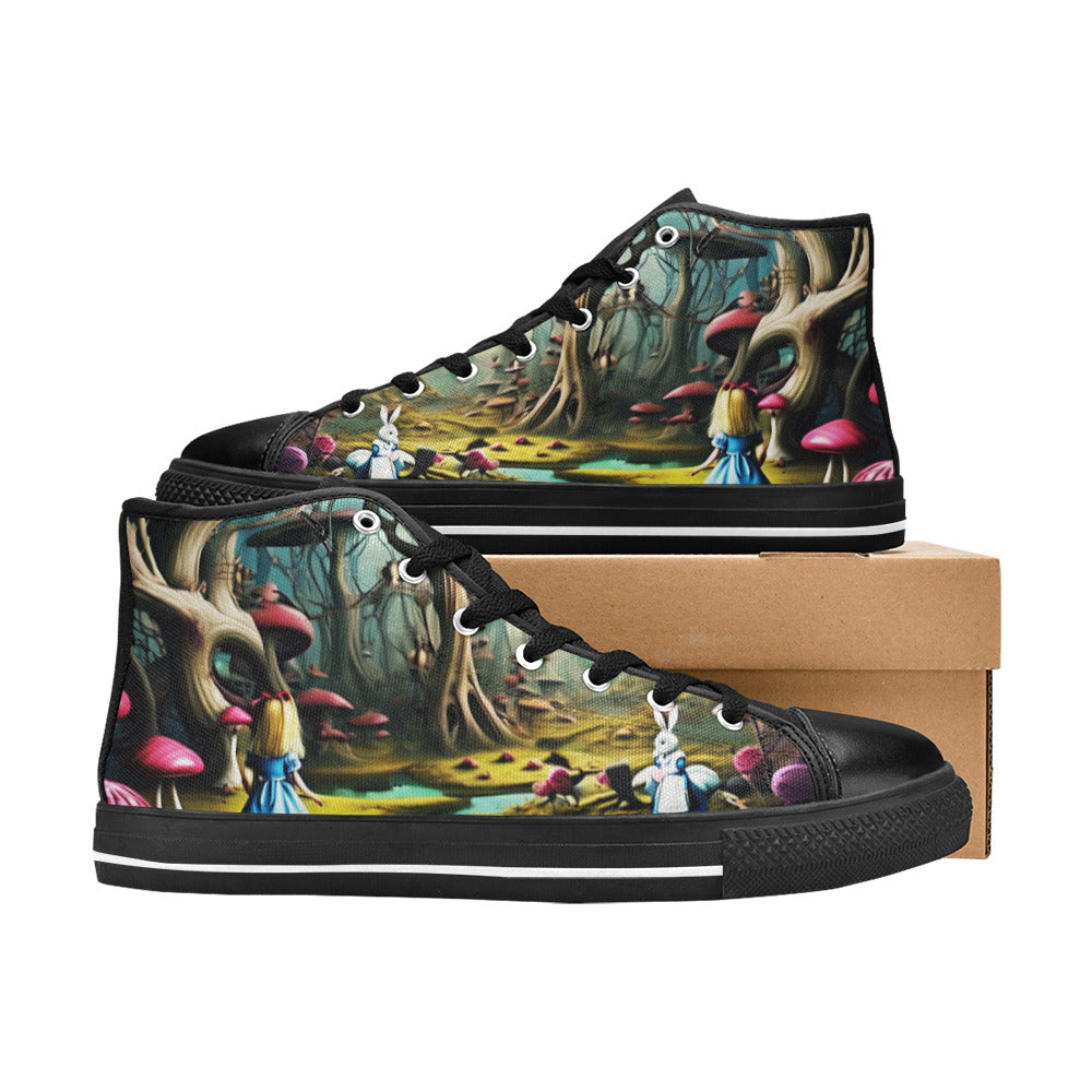 WOMEN'S Creepy Wonderland Model Art High Top Canvas Y2K Custom Shoes