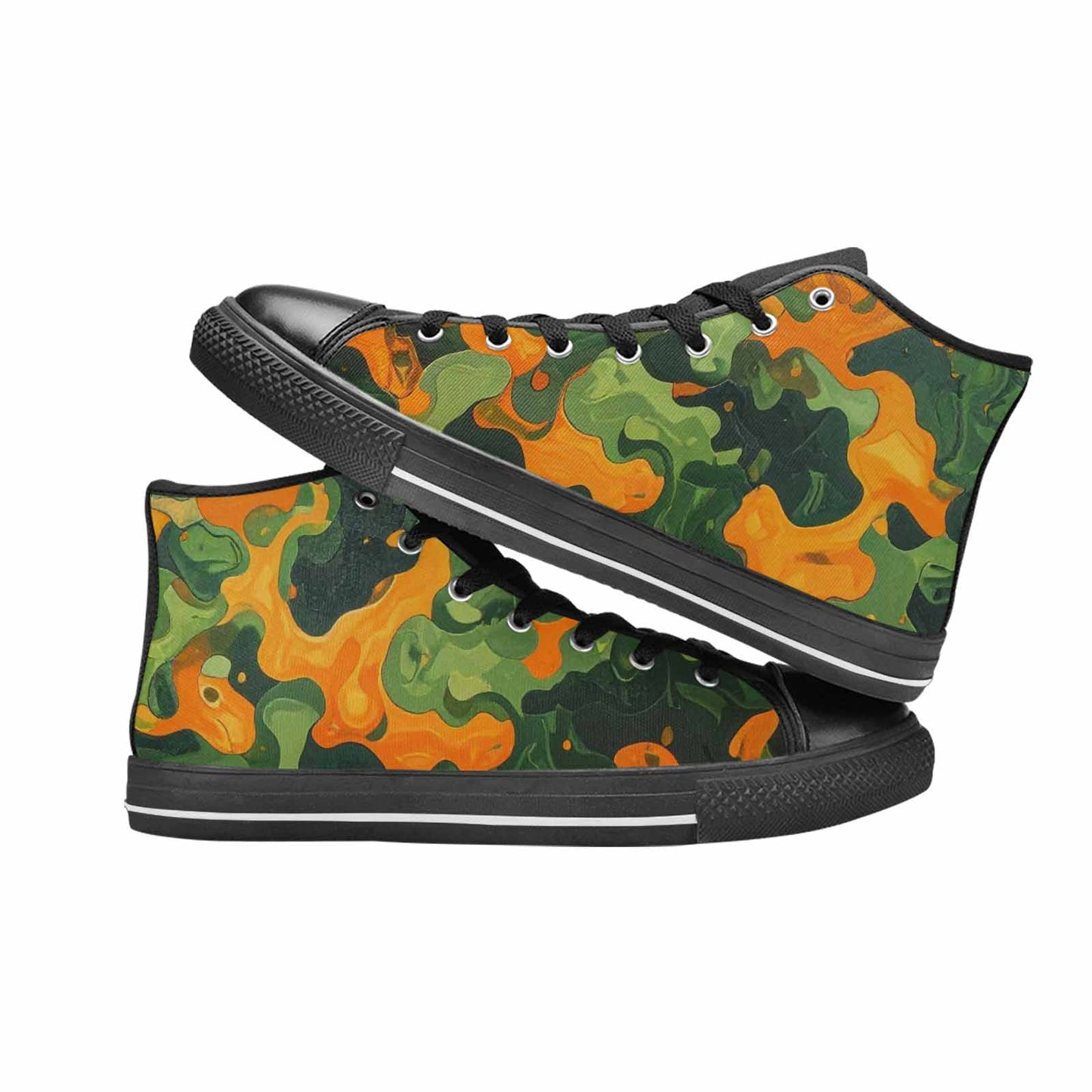 MEN'S Military Camouflage Blotch High Top Canvas Wallpaper Art Shoes