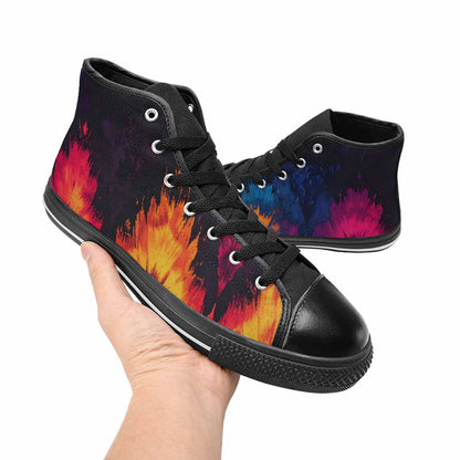 WOMEN'S Tie Dye Dark High Top Canvas Vibrant Chaos Sneakers