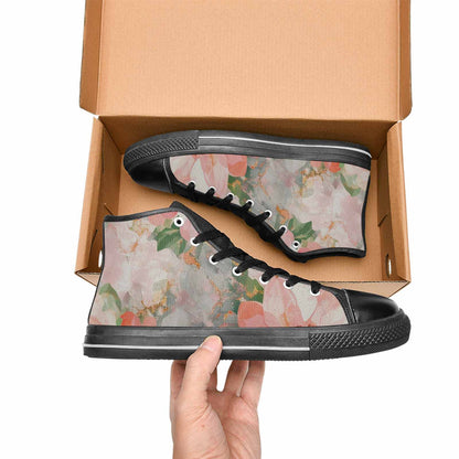 WOMEN'S Marble Floral High Top Canvas Neon Fantasy Custom Shoes