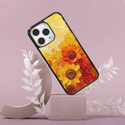 iPhone 15 Pro Max Case — Impressionist Sunflower Brushstroke Pattern Hundreds Of, Custom Made Phone Cover