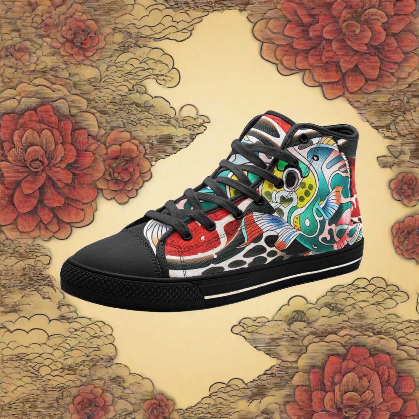 Chinese Dragon Purple Teal Wearable Bold Art - Freaky Shoes | Custom Art Sneakers