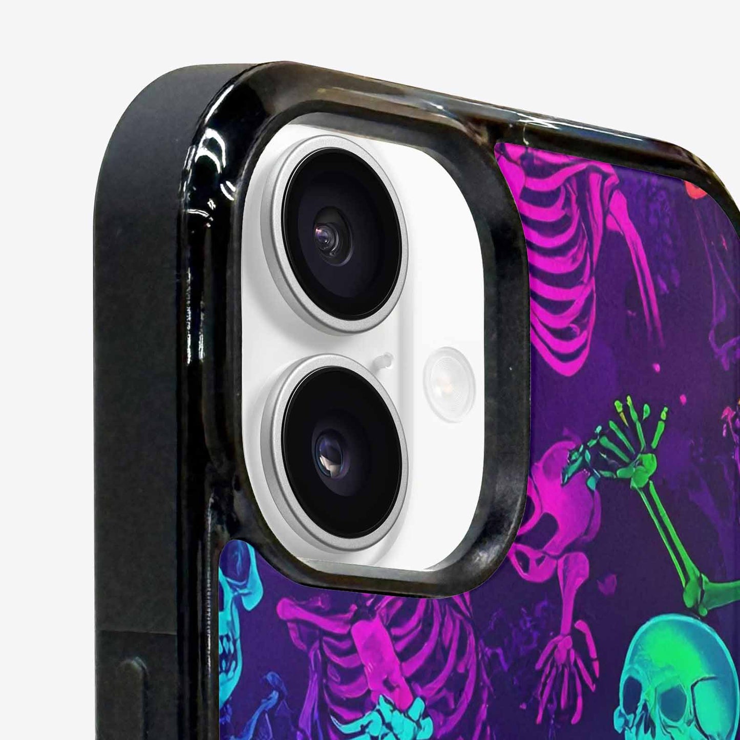 iPhone 16 Plus Case — Glowing Skeleton Pattern Hundreds Of Small, Custom Print Case Cover