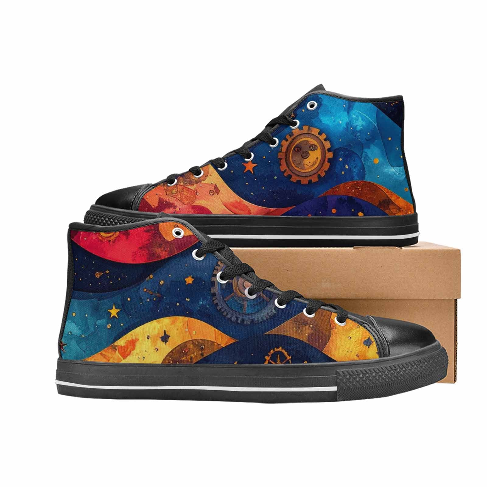 MEN'S Steampunk Galaxy High Top Canvas Dark Academia Custom Sneakers