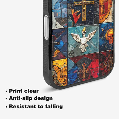 iPhone 16 Plus Case — Jesus Face Small Cross And Faith, Custom Printed Phone Case