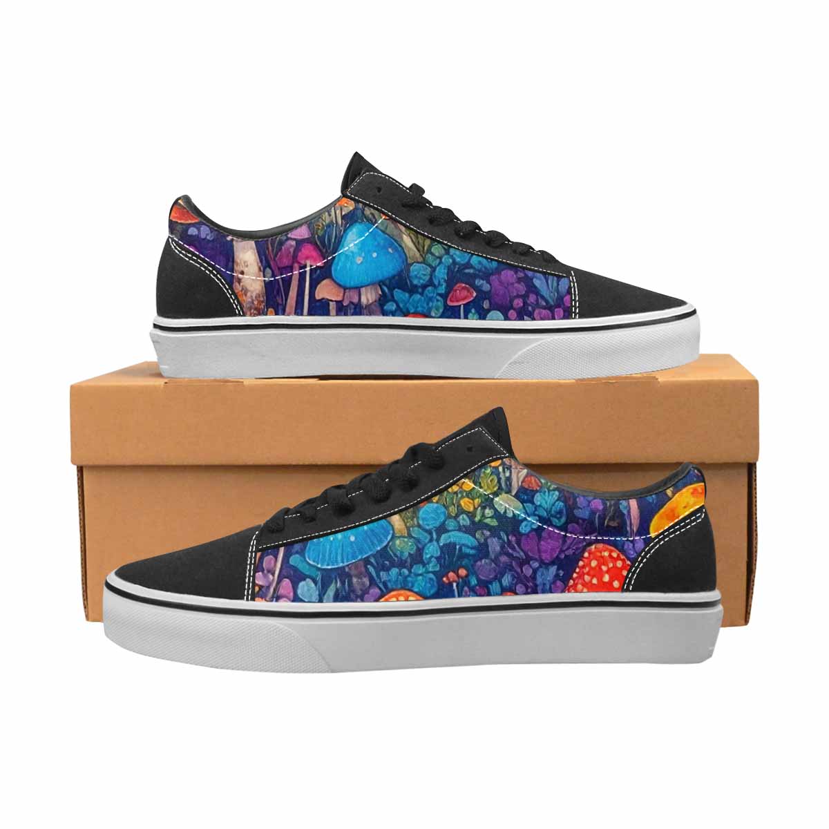 WOMEN'S Mushrooms (general) Mushrooms Pa Lace-Up Canvas Kaleidoscope Sneakers