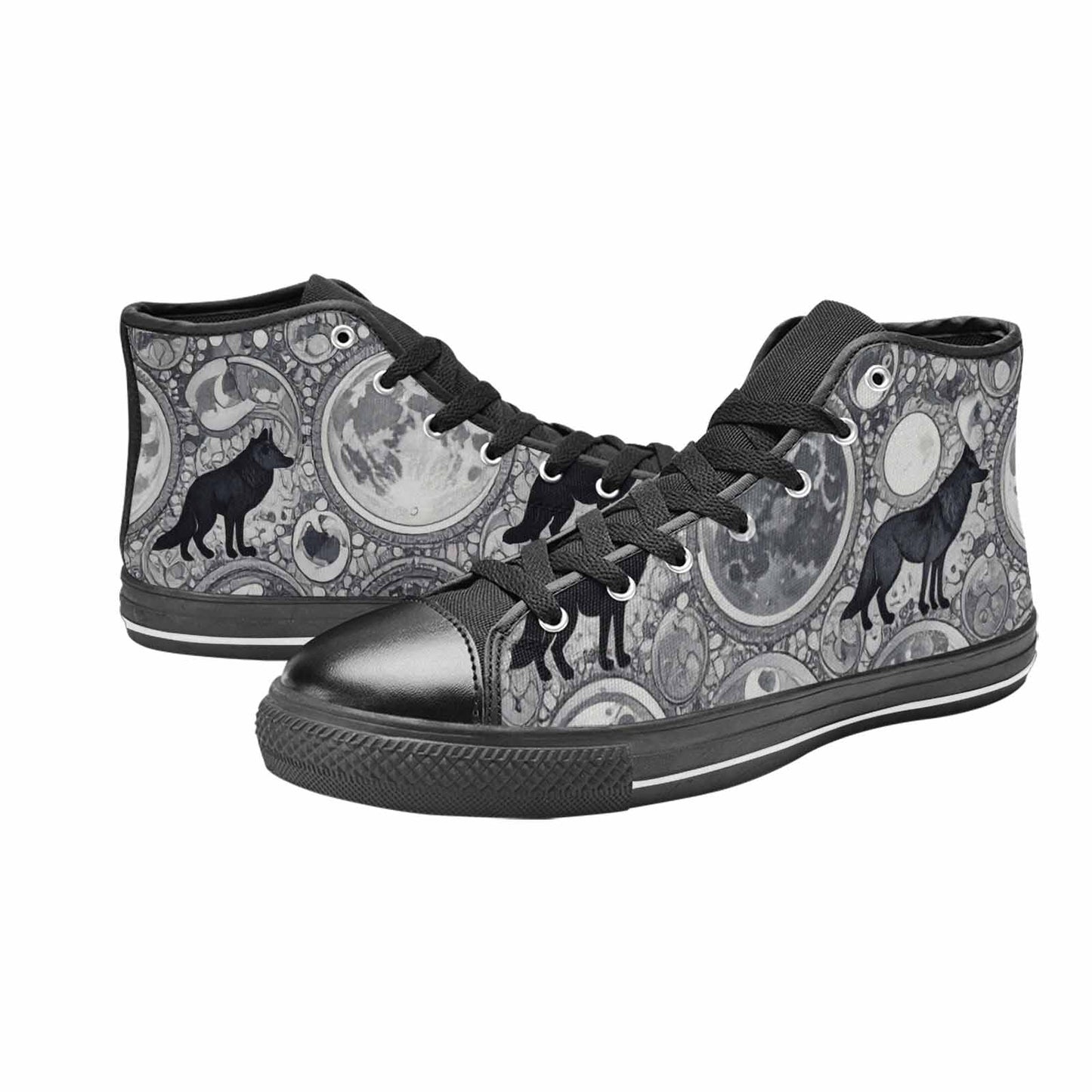 MEN'S Wolves Everywhere Collage High Top Canvas Cottagecore Sneakers