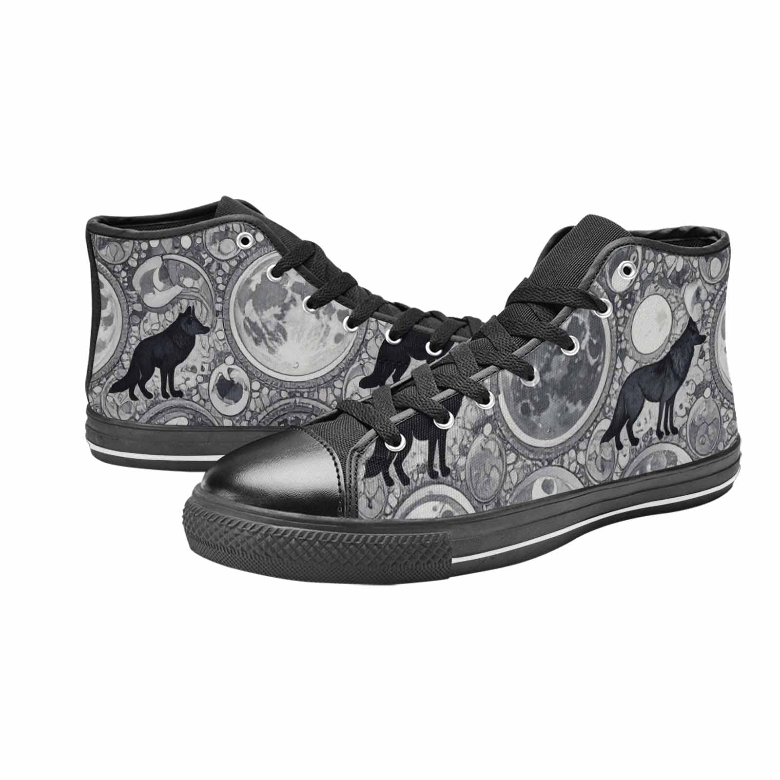 MEN'S Wolves Everywhere Collage High Top Canvas Cottagecore Sneakers
