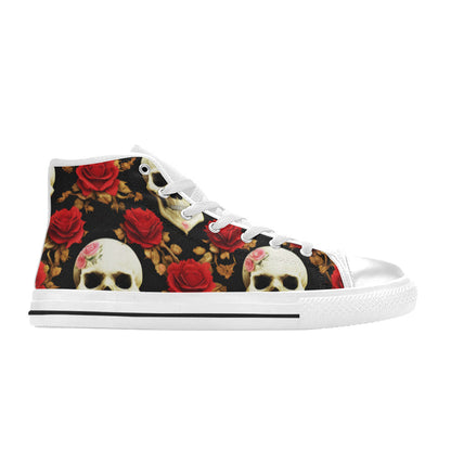 MEN'S Rose Skulls Men’S High Top Canvas Cottagecore Custom Shoes