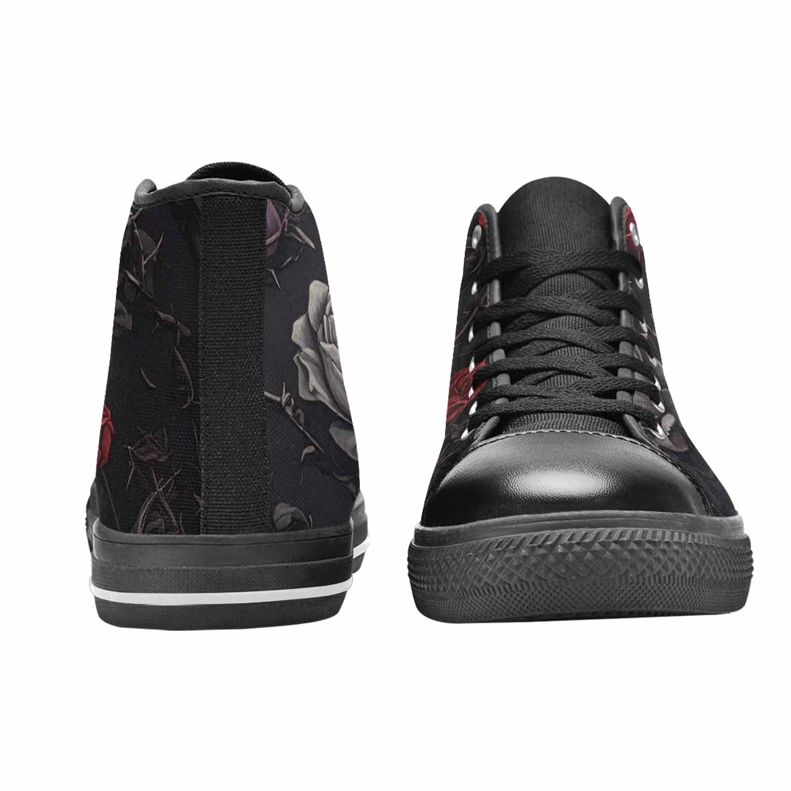 MEN'S Black Gothic Rose High Top Canvas Grunge Custom Shoes