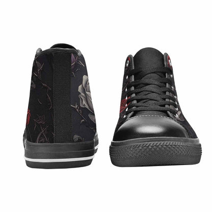 MEN'S Black Gothic Rose High Top Canvas Grunge Custom Shoes