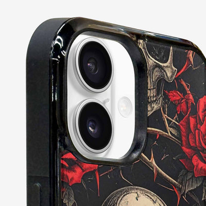 iPhone 16 Case — Gothic Skulls Roses, Unique Phone Case Design