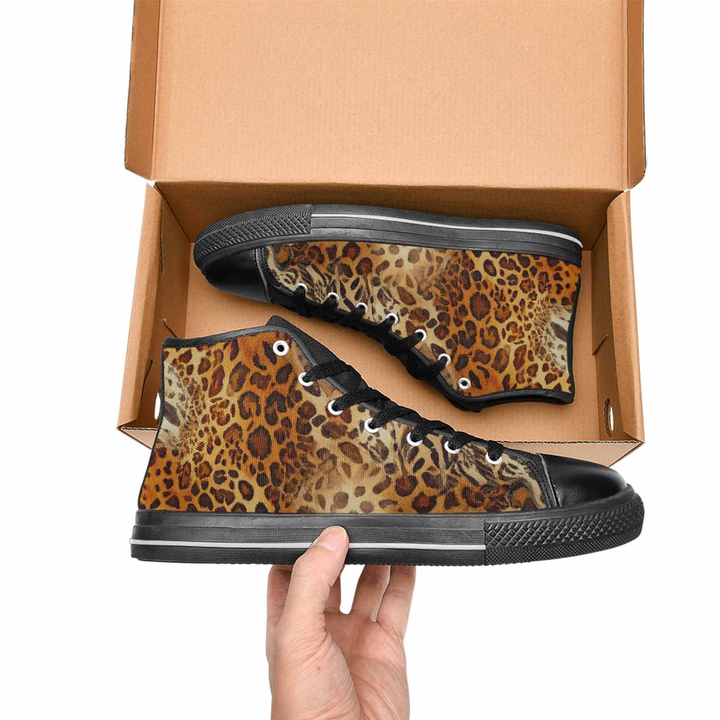 MEN'S Animal Print High Top Canvas Wallpaper Art Custom Shoes
