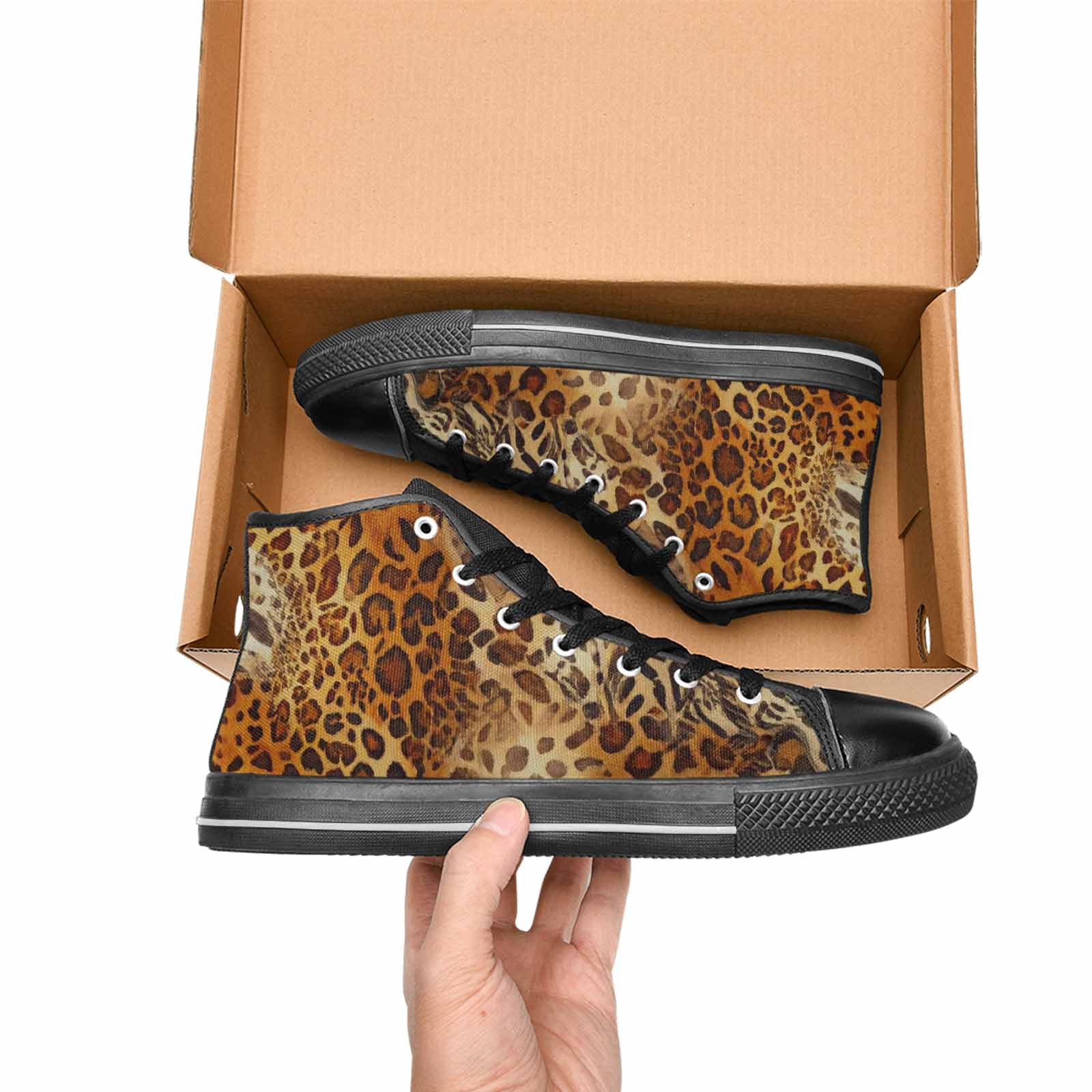 MEN'S Animal Print High Top Canvas Wallpaper Art Custom Shoes